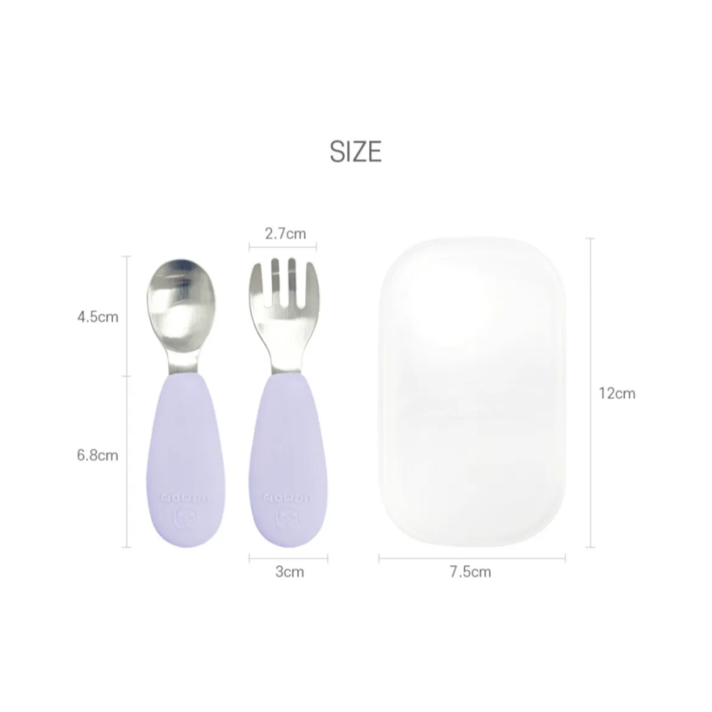 韓國UBMOM 白金矽膠不銹鋼湯匙叉子組 餐具 練習湯匙 練習叉子 *顏色隨機，恕不挑色-細節圖3