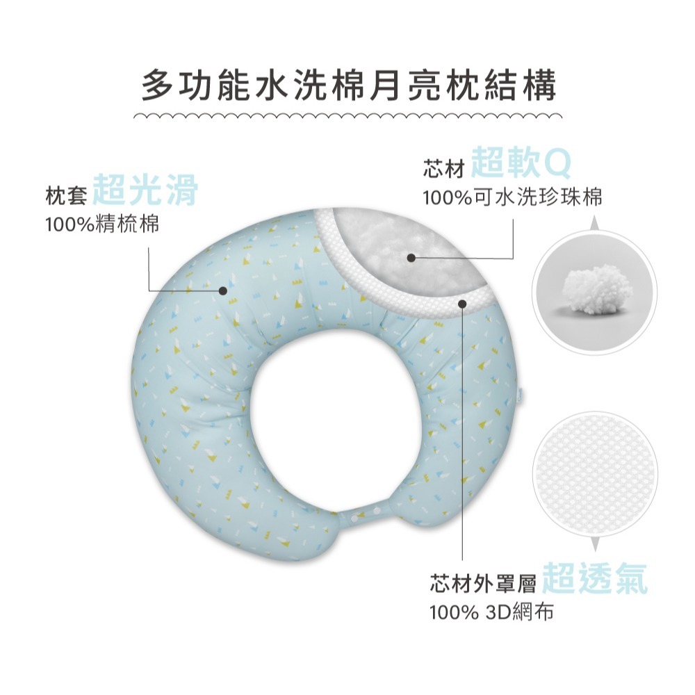 Combi 康貝 多功能水洗棉月亮枕 小山粉 哺乳枕-細節圖5
