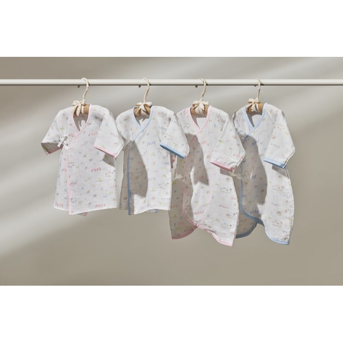 Combi 康貝 純棉柔紗-快樂車車 藍色 反摺護手紗布肚衣 	4719873593521-細節圖2