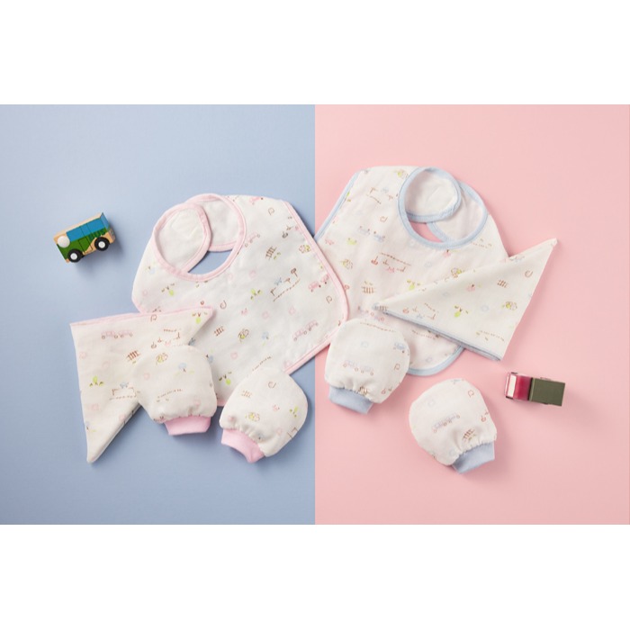 Combi 康貝 純棉柔紗-快樂車車 粉色 手帕 3入組4719873593637-細節圖3