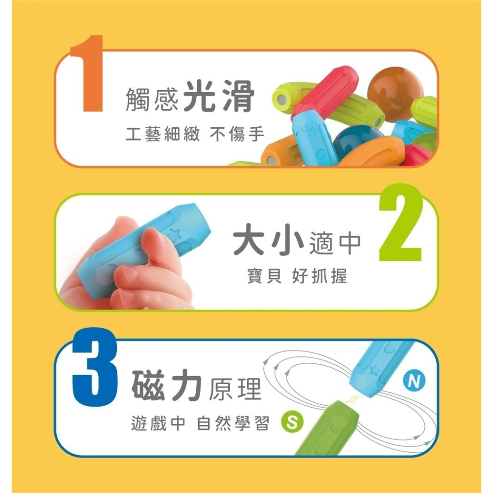 Okids博士積木 繽紛磁力積木棒-102pcs(兒童益智玩具/從平面到立體) 63437-細節圖5