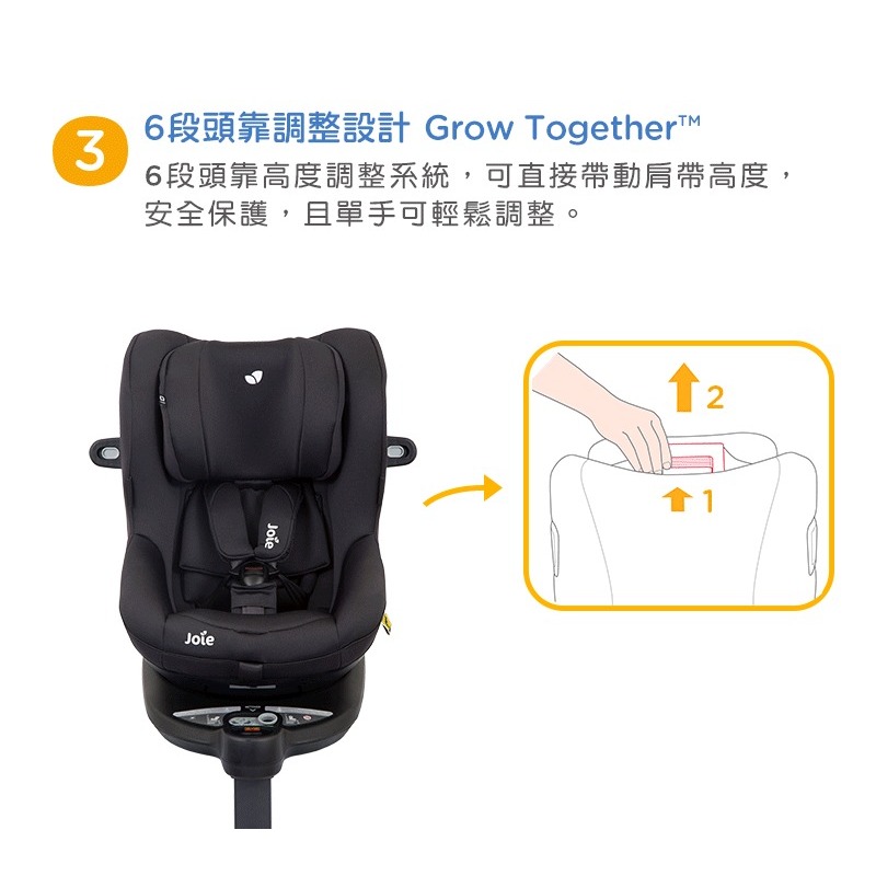 奇哥Joie i-Spin360™ 0-4歲全方位汽座全罩款 isofix 汽車座椅 I-Size(R129) 黑色-細節圖4