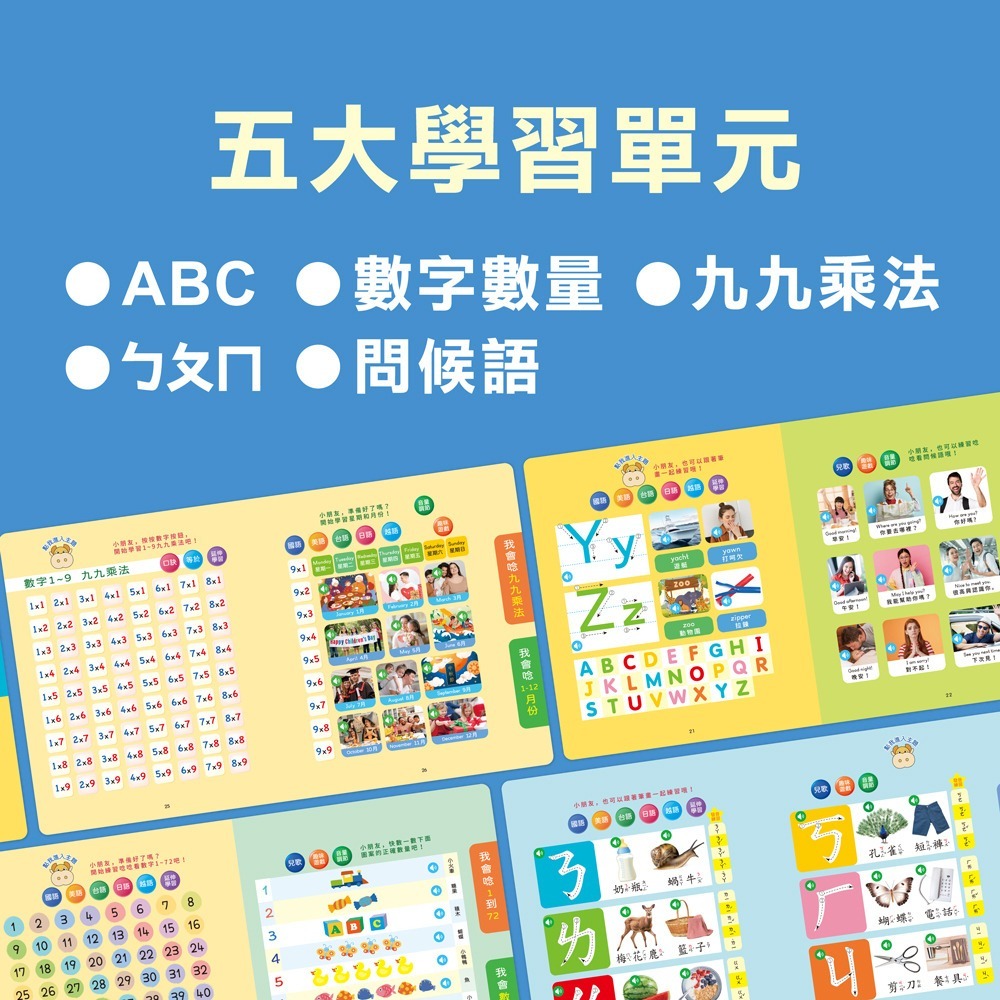 小牛津 手指點讀認知書(ㄅㄆㄇ/ABC/123)~多元五語學習/有聲互動認知遊戲書-細節圖5