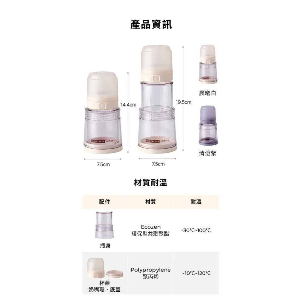 韓國 Mother-K Ecozen 旋轉伸縮拋棄式奶瓶 晨曦白+溫感雙鎖拋棄式奶瓶袋25入 91267-細節圖5