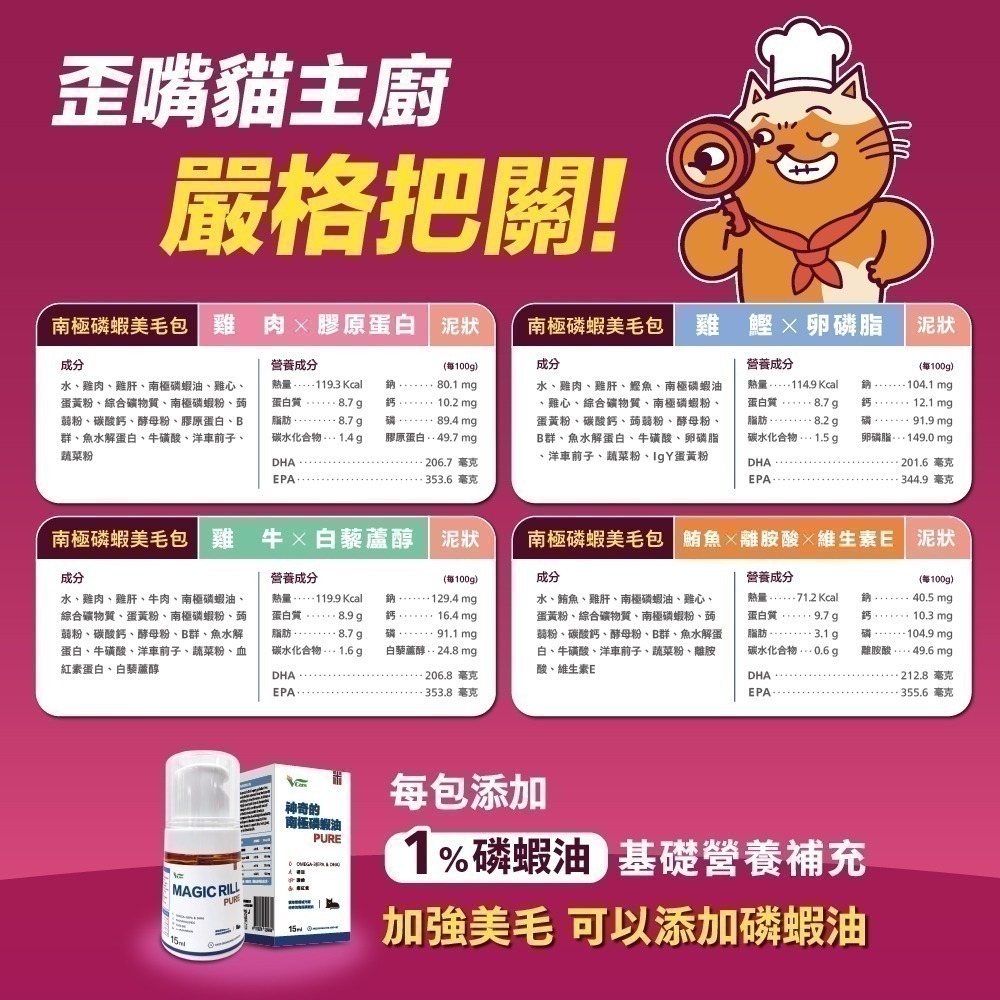 肉球世界 南極磷蝦美毛包 185g 大肉包 貓餐包 貓主食餐包 餐包 南極磷蝦油 泥狀 貓餐包 貓主食 貓濕食 貓罐-細節圖8