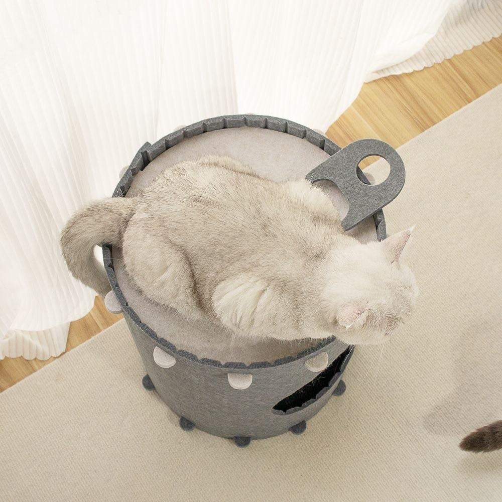 主子優選 毛氈趣可樂桶(灰/紅) 貓抓板 貓抓板系列 瓦愣紙貓抓板 貓窩貓抓板 貓抓板 貓抓窩 不掉屑貓抓🐾-細節圖5