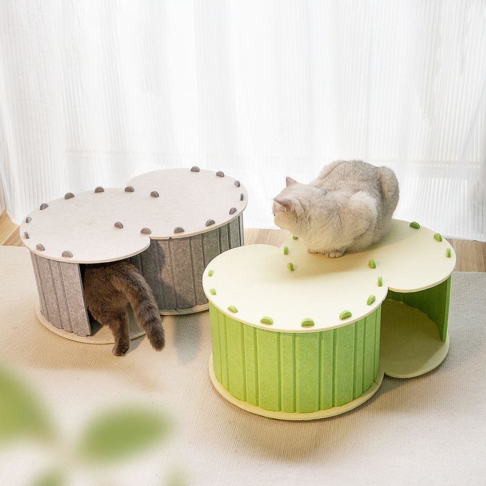 主子優選 毛氈趣 S隧道 貓抓板貓窩 (綠/駝/灰) 貓抓板 貓抓板系列 貓窩貓抓板 貓抓板 貓抓窩 不掉屑貓抓🐾-細節圖2