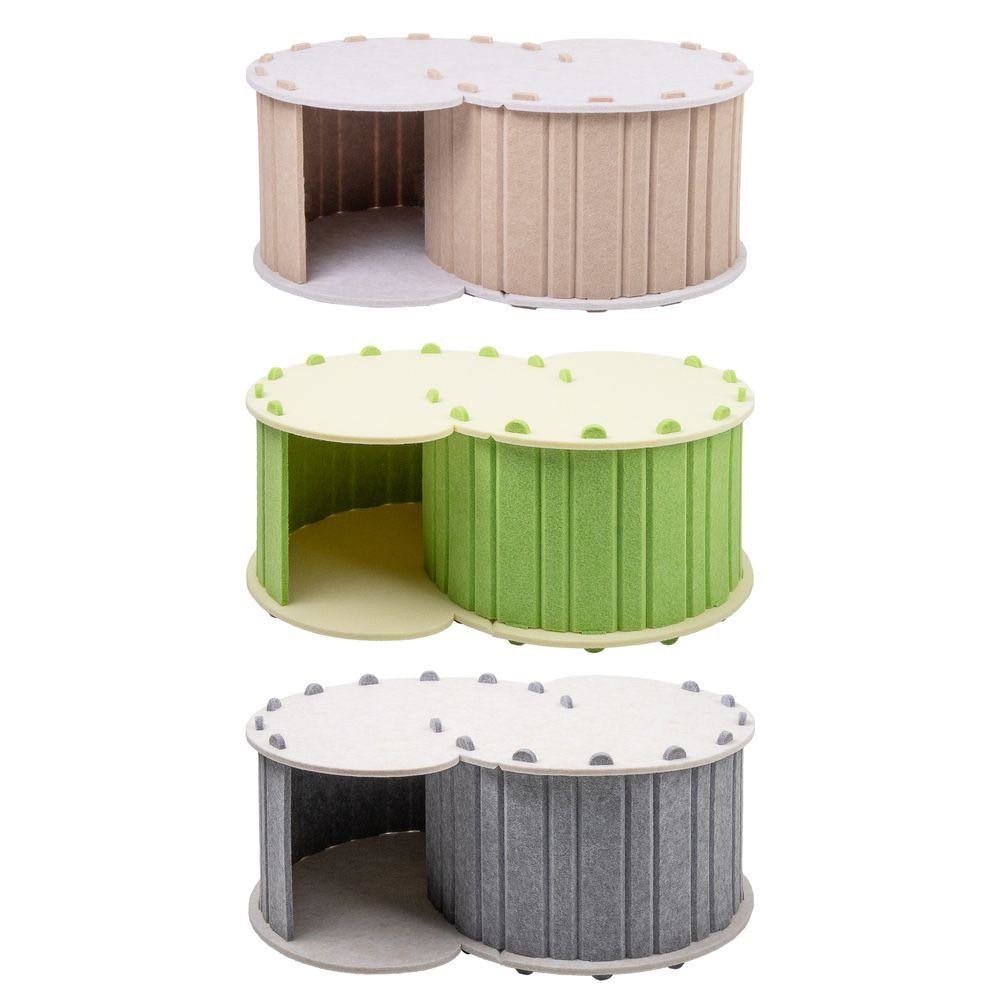 主子優選 毛氈趣 S隧道 貓抓板貓窩 (綠/駝/灰) 貓抓板 貓抓板系列 貓窩貓抓板 貓抓板 貓抓窩 不掉屑貓抓🐾-細節圖3