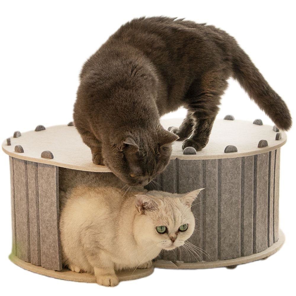 主子優選 毛氈趣 S隧道 貓抓板貓窩 (綠/駝/灰) 貓抓板 貓抓板系列 貓窩貓抓板 貓抓板 貓抓窩 不掉屑貓抓🐾-細節圖4