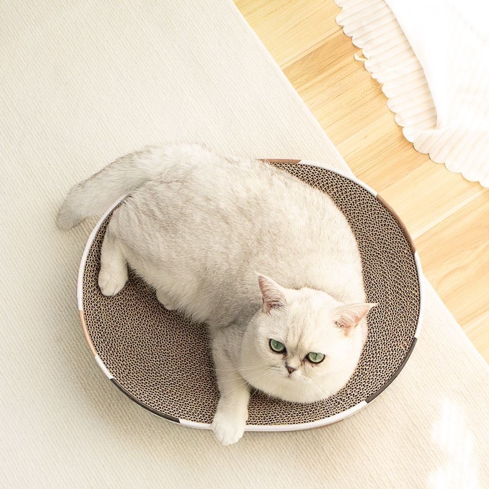 主子優選 橢圓貓抓板(三花色/木紋色) 貓抓板 貓抓板系列 瓦愣紙貓抓板 貓窩貓抓板 貓抓板 貓抓窩 不掉屑貓抓🐾-細節圖5