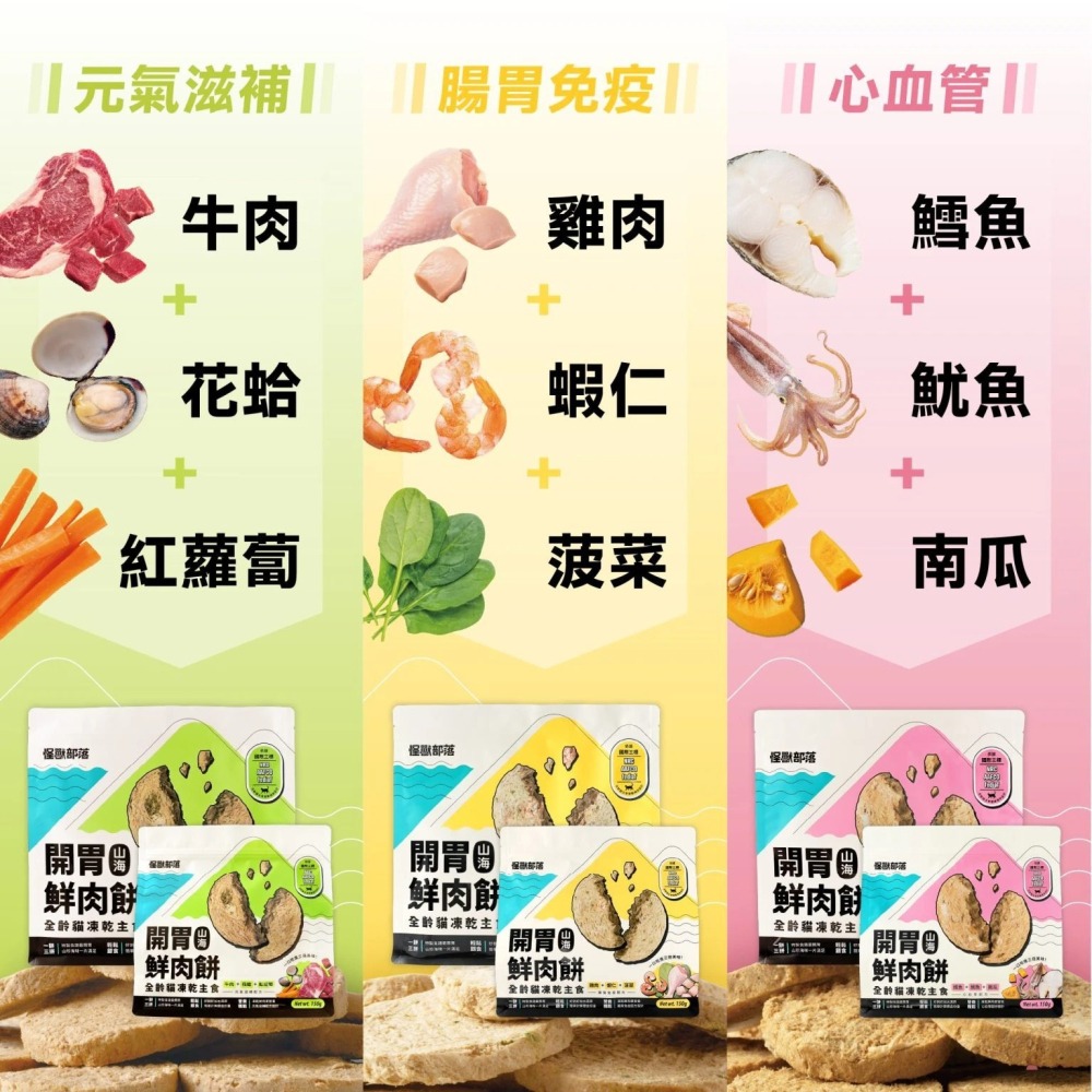 怪獸部落 貓用 凍乾主食｜開胃山海鮮肉餅 150g / 400g 主食凍乾 海鮮 肉餅-細節圖11