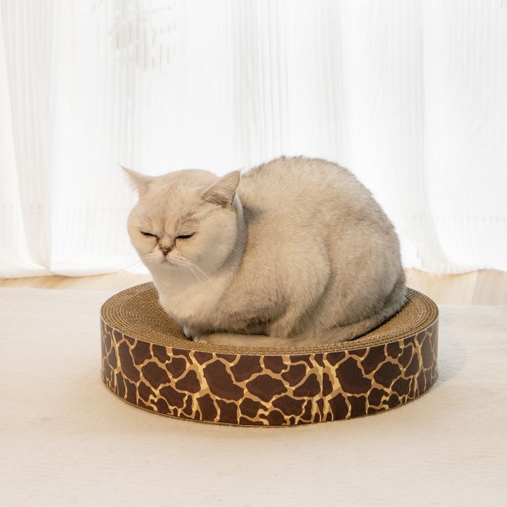 主子優選 圓形貓抓窩(三花紋/長頸鹿紋) 貓抓板 貓抓板系列 瓦愣紙貓抓板 貓窩貓抓板 貓抓板 貓抓窩-細節圖3