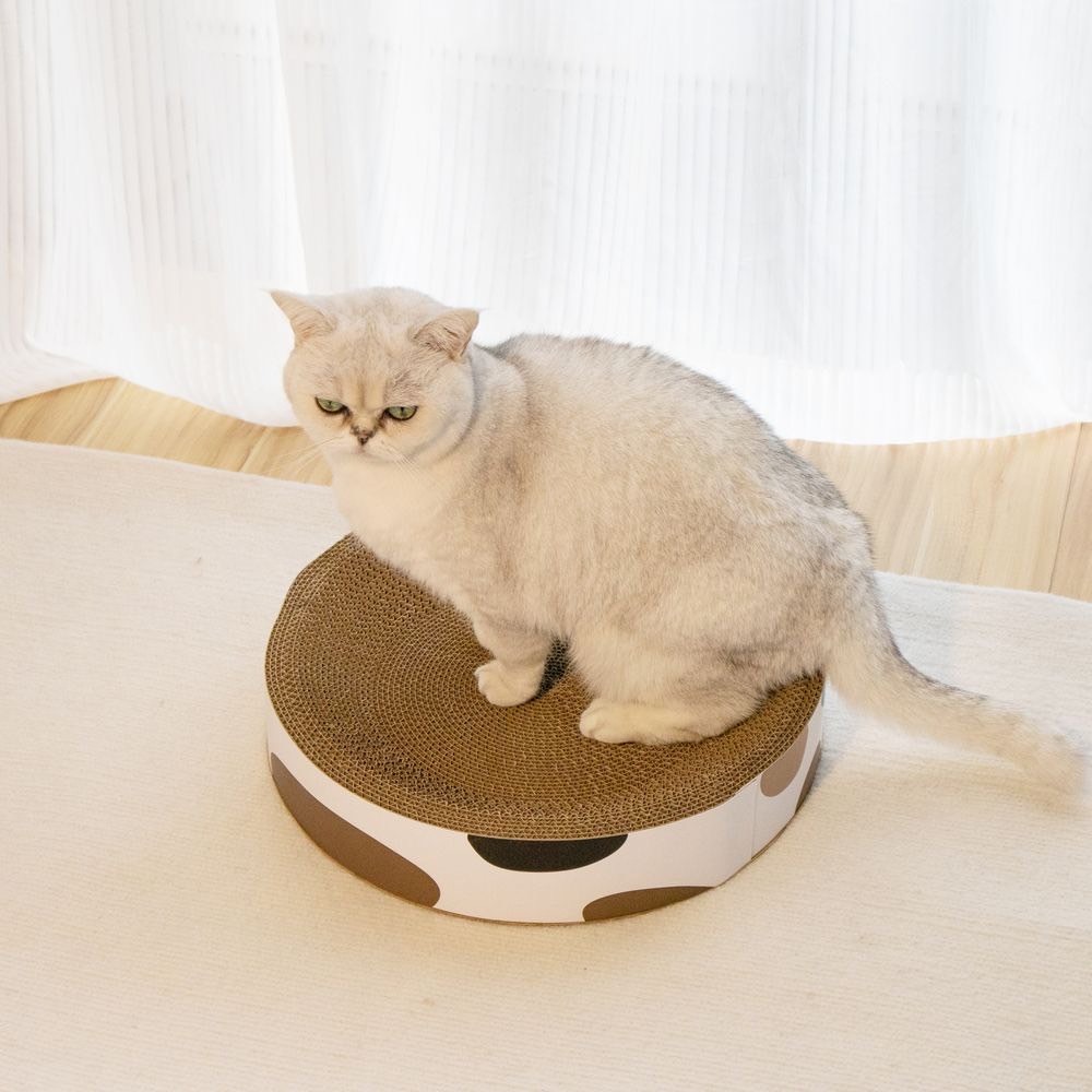 主子優選 圓形貓抓窩(三花紋/長頸鹿紋) 貓抓板 貓抓板系列 瓦愣紙貓抓板 貓窩貓抓板 貓抓板 貓抓窩-細節圖4