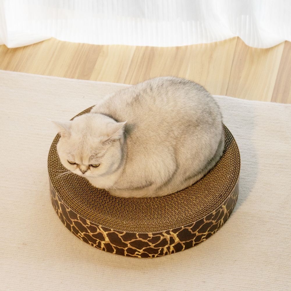 主子優選 圓形貓抓窩(三花紋/長頸鹿紋) 貓抓板 貓抓板系列 瓦愣紙貓抓板 貓窩貓抓板 貓抓板 貓抓窩-細節圖5