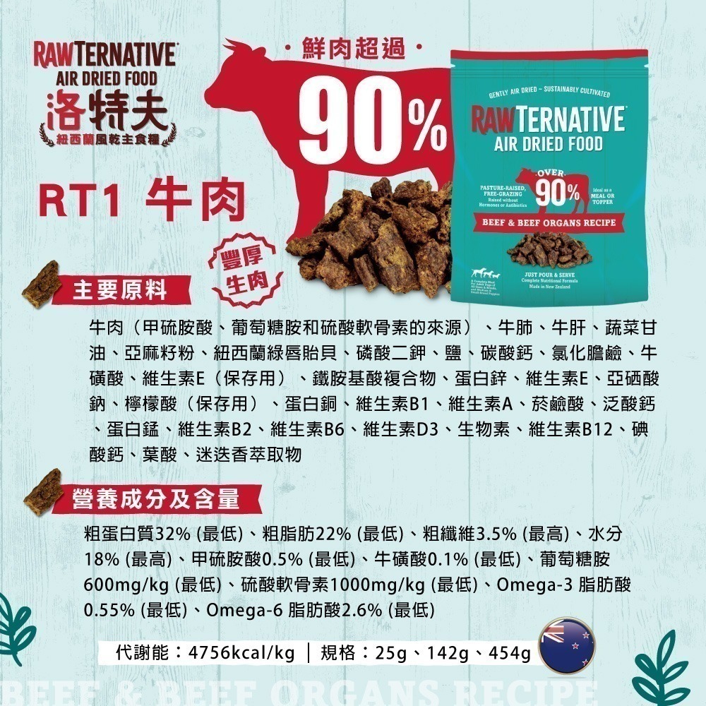 洛特夫 RawTernative紐西蘭風乾主食糧25g/142g 犬糧 狗糧-細節圖2