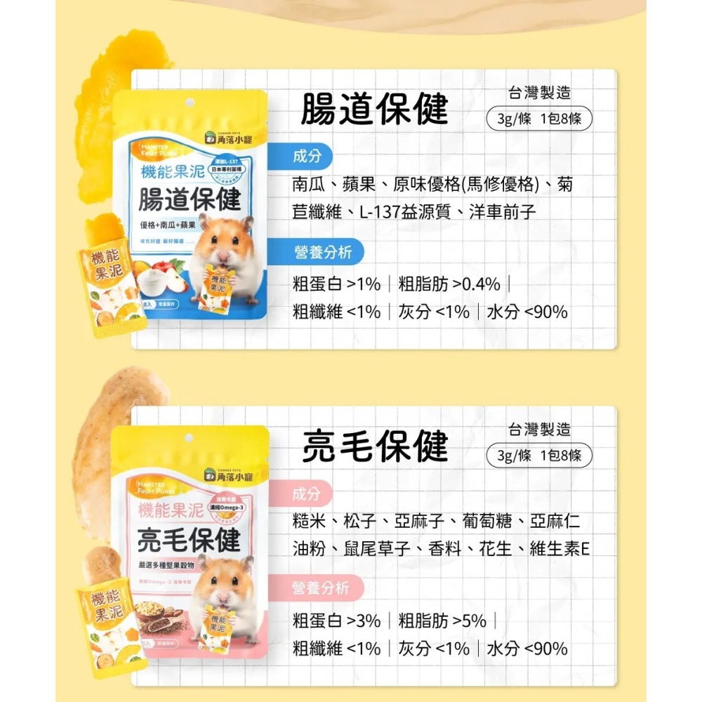 角落水族 倉鼠零食 機能果泥 / 超級蔬果泥 3g/條 多種口味-細節圖8