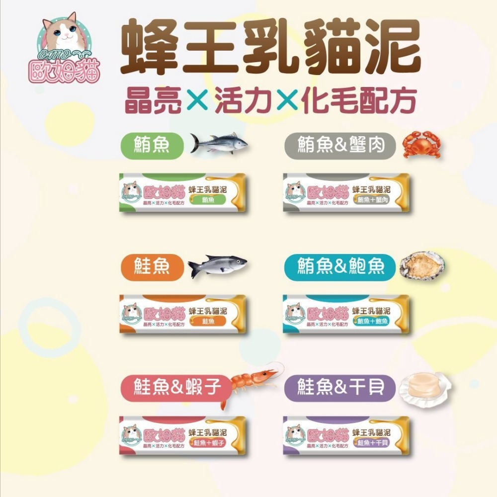 歐姆貓 蜂王乳貓泥15g (貓肉泥 肉泥 貓零食) 六種口味 單支/桶裝80支-細節圖6