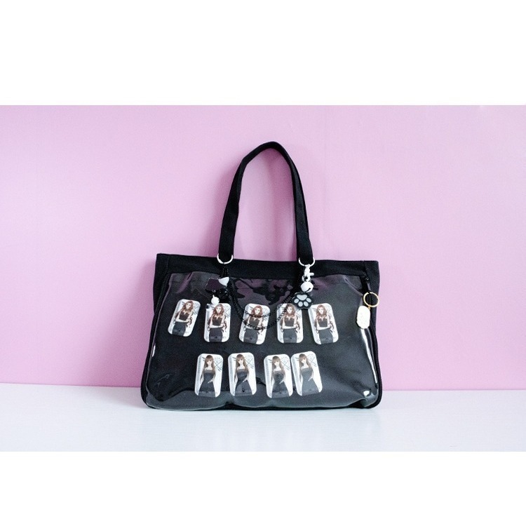 日系帆布痛包-帆布痛包 痛包 大食量痛包 娃包 肩背包 帆布包  手提包 包包 女包 可裝A4 廢物貓[B0001]-規格圖10