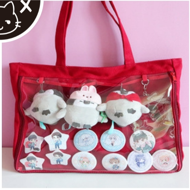 日系帆布痛包-帆布痛包 痛包 大食量痛包 娃包 肩背包 帆布包  手提包 包包 女包 可裝A4 廢物貓[B0001]-規格圖10