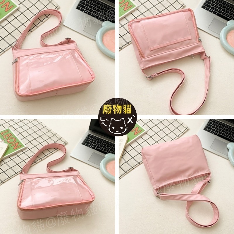 梯形肩背痛包-白色 娃包 10cm 側背痛包 肩背包 女包 包包 斜跨包 痛包 斜背包 側背包 廢物貓[B0037]-細節圖7