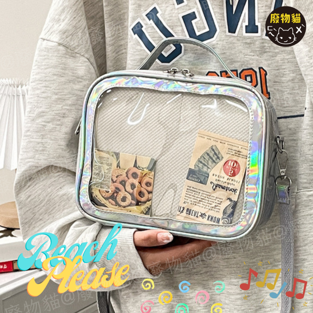 日韓方方痛包 痛包 郵差包 娃包 斜背包 肩背包 手提包 化妝包 透明包 附扎版 中食量痛包 廢物貓[B0074]-細節圖2