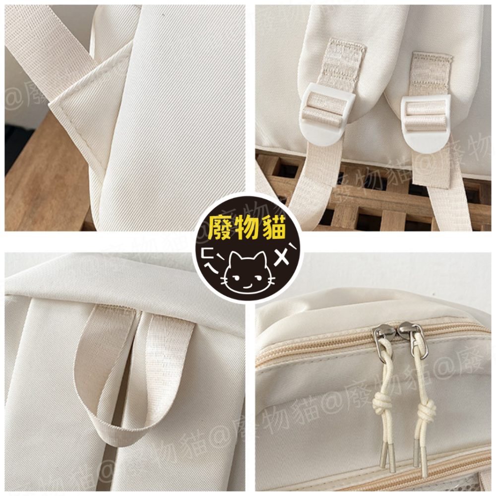 雙扎版後背痛包 後背痛包 後背包 痛包 雙肩包 痛包後背包 大容量背包 娃包 大容量書包 通勤背包 廢物貓[B0076]-細節圖3