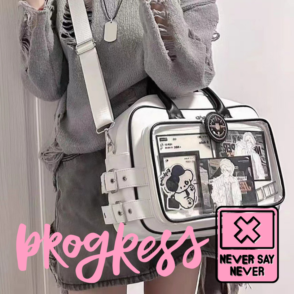 休閒貓箱痛包[有扎版可A4] 痛包 側背痛包 動漫痛包 白色 娃包 手提包 制服包 休閒貓箱痛包 曬娃包[B0096]-細節圖2