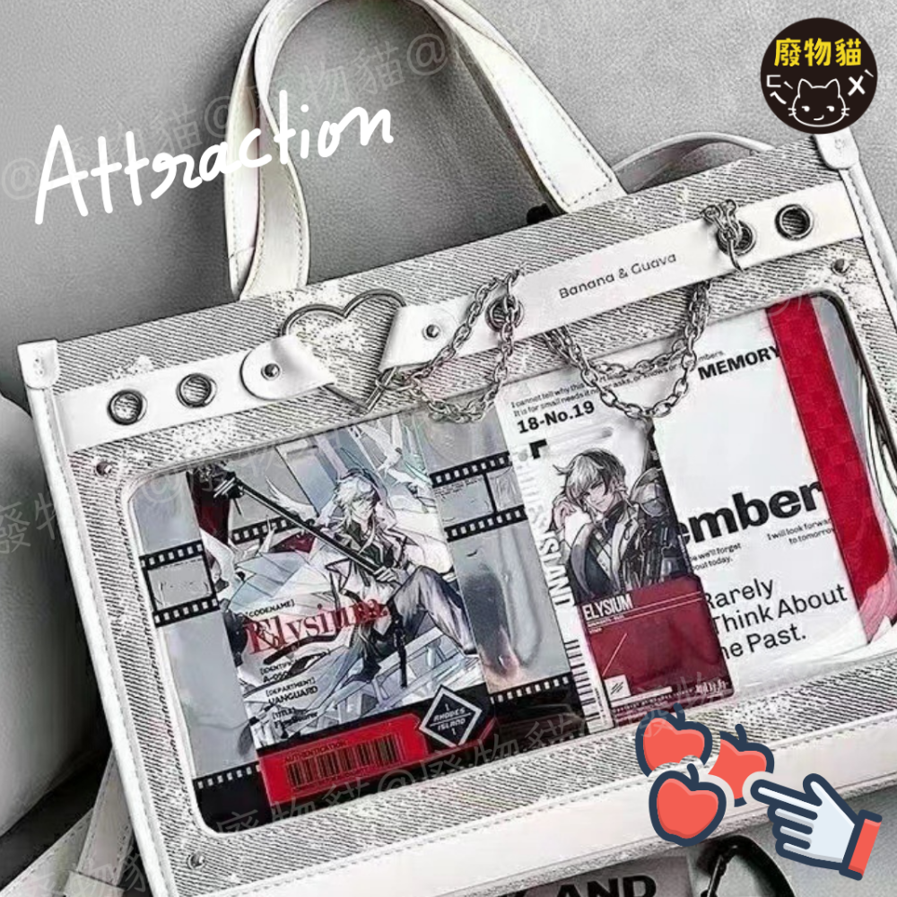 [戀愛契約痛包] -有扎板痛鍊 痛包 手提包 小痛包 中食量痛包 斜背痛包 米白色 附痛板痛鍊 廢物貓[B0169]-細節圖2
