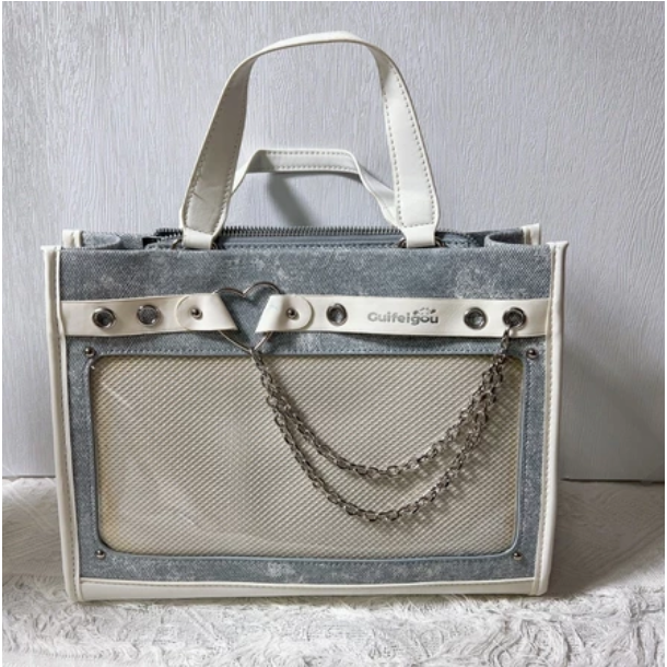 [戀愛契約痛包] -有扎板痛鍊 痛包 手提包 小痛包 中食量痛包 斜背痛包 米白色 附痛板痛鍊 廢物貓[B0169]-規格圖9