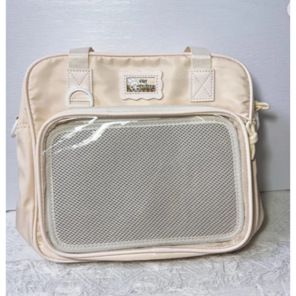 [可放A4有扎板] 痛包 肩背包 娃包 10cm 側背痛包 斜背包 ins方形斜背痛包 白+棕 廢物貓[B0153]-規格圖9