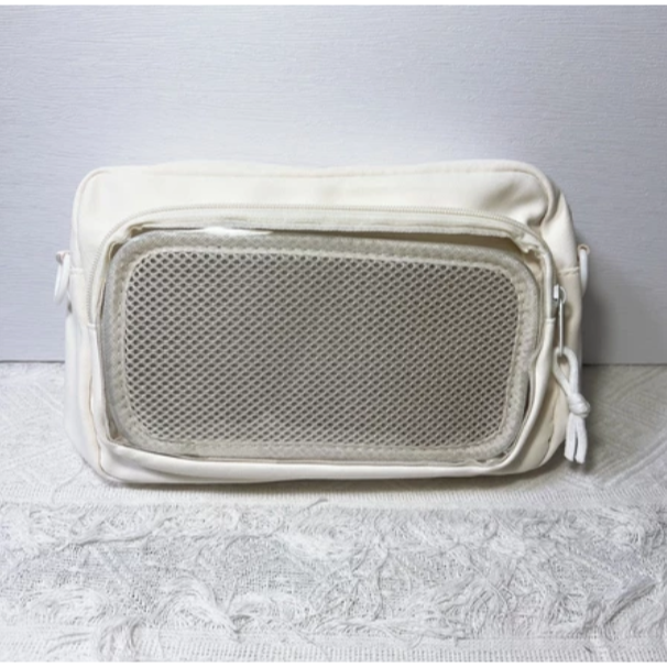 [有扎板可放10cm娃] 小痛包 痛包 娃包 10cm 肩背包 曬娃包 休閒小食量痛包 米白色 廢物貓 [B0151]-規格圖10