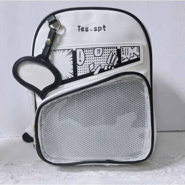 [可放A4有扎板] 後背包 痛包 娃包 10cm 後背痛包 [漫畫風後背痛包] 白+黑 廢物貓[B0156]-規格圖10