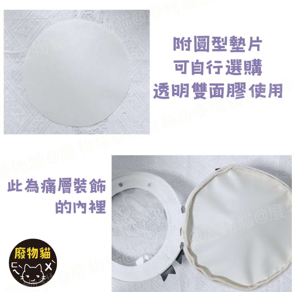 [可後背附墊片] 小痛包 痛包 後背痛包 小食量痛包 航海日記圓痛包 黑色 後背包 廢物貓 [B0157]-細節圖6