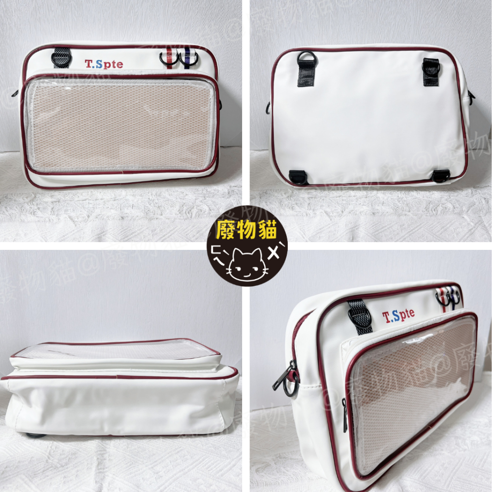 [可放A4有扎板]痛包 斜背包 娃包 10cm 娃包 15cm 肩背包 日常運動斜背痛包 米白色 廢物貓[B0165]-細節圖7