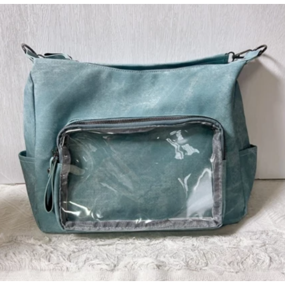 [可放10cm娃] 痛包 斜背包 娃包 10cm 肩背包 時尚仿皮娃包 曬娃包 牛仔藍 廢物貓 [B0167]-規格圖9