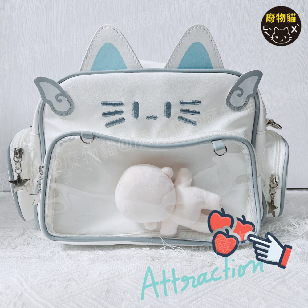 [有扎板可後背]痛包 斜背包 娃包 10cm 後背包 Y2K機械貓娃包 曬娃包 三花貓 廢物貓 [B0170]-細節圖2