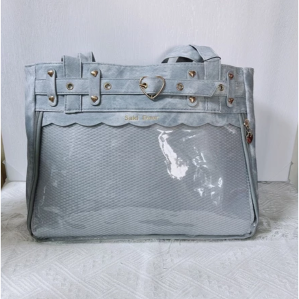 [可放A4有扎板] 痛包 單肩包 曬娃包 娃包 15cm saki甜酷風單肩痛包 牛仔藍 廢物貓 [B0176]-規格圖9