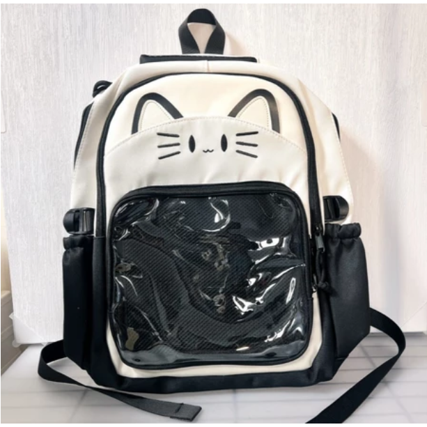 [有扎板] 痛包後背包 後背包 痛包 娃包 10cm 15cm [喵咪後背痛包] 白+黑 廢物貓[B0179]-規格圖9