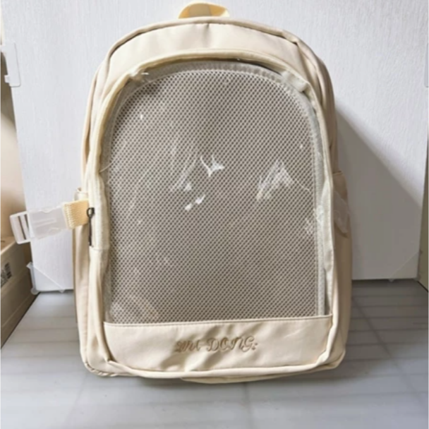 [可放A4有扎板] 後背娃包 後背包 痛包 娃包 40cm 後背痛包 [學院風後背娃包] 黑色 廢物貓[B0182]-規格圖9