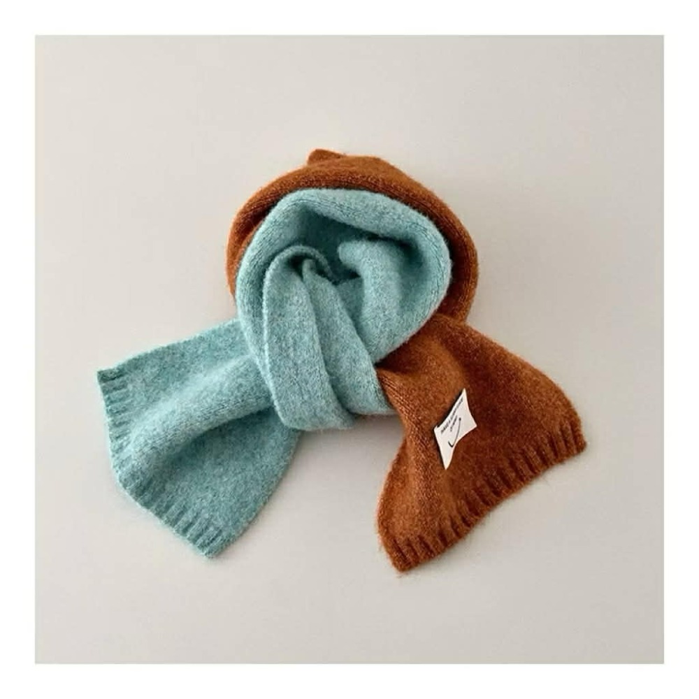 Poisson_korea韓國兒童圍巾 秋冬撞色系保暖圍巾 男女童圍巾-規格圖2