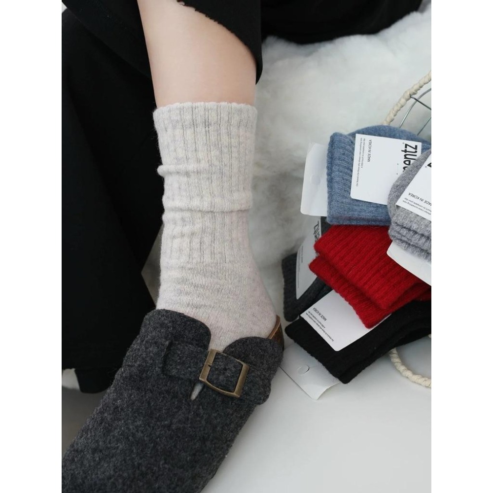 🌟闆娘推薦選品🌟韓國製冬季保暖羊毛80% 小腿襪 雪靴襪 女襪-細節圖6