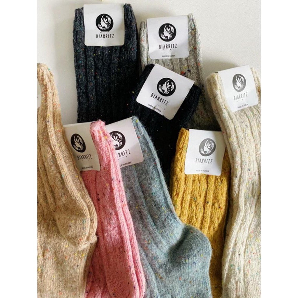 Poisson_korea🌟闆娘推薦選品🌟韓國製冬季麻花復古中筒襪 保暖厚襪  女襪-細節圖2