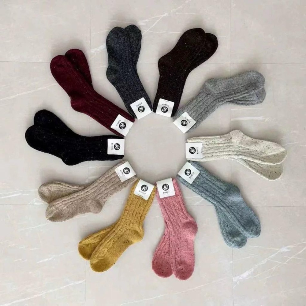 Poisson_korea🌟闆娘推薦選品🌟韓國製冬季麻花復古中筒襪 保暖厚襪  女襪-細節圖5