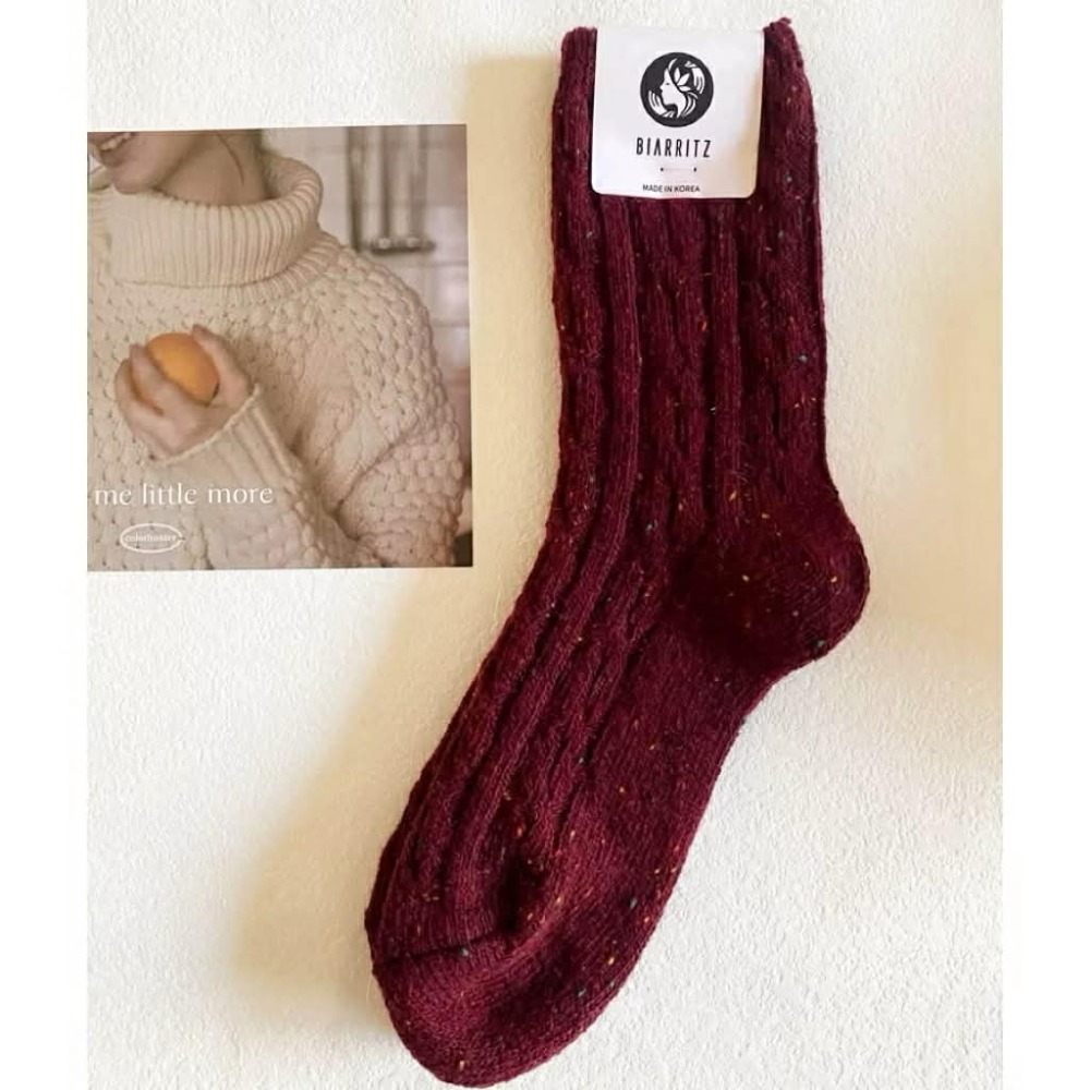 Poisson_korea🌟闆娘推薦選品🌟韓國製冬季麻花復古中筒襪 保暖厚襪  女襪-規格圖6
