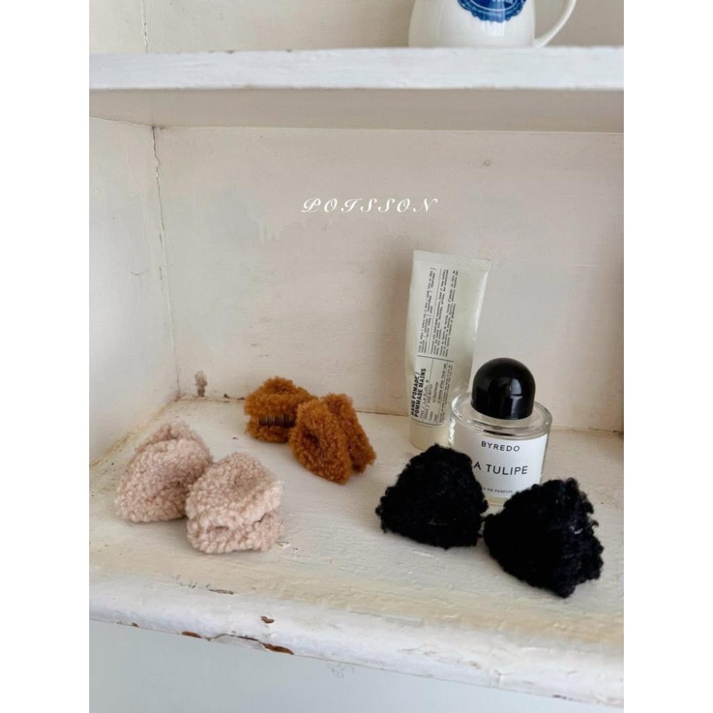 韓國兒童髮飾 Poisson品牌冬季貓耳朵可愛毛絨髮夾 抓夾 女童髮飾-細節圖2