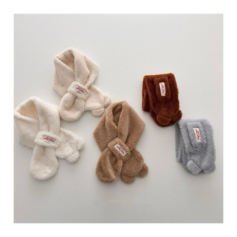 Poisson_korea韓國兒童保暖圍巾 冬季保暖毛絨脖圍 可愛毛毛圍巾-細節圖2