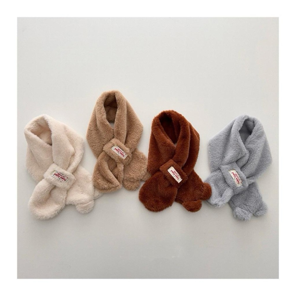 Poisson_korea韓國兒童保暖圍巾 冬季保暖毛絨脖圍 可愛毛毛圍巾-細節圖3