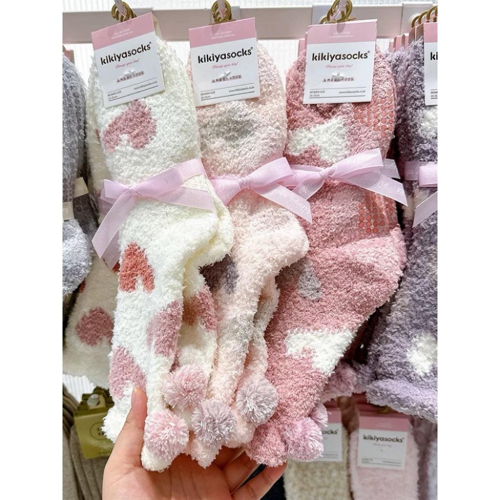 Poisson_korea🌟闆娘推薦選品🌟韓國製珊瑚絨保暖襪 愛心保暖女襪-細節圖2