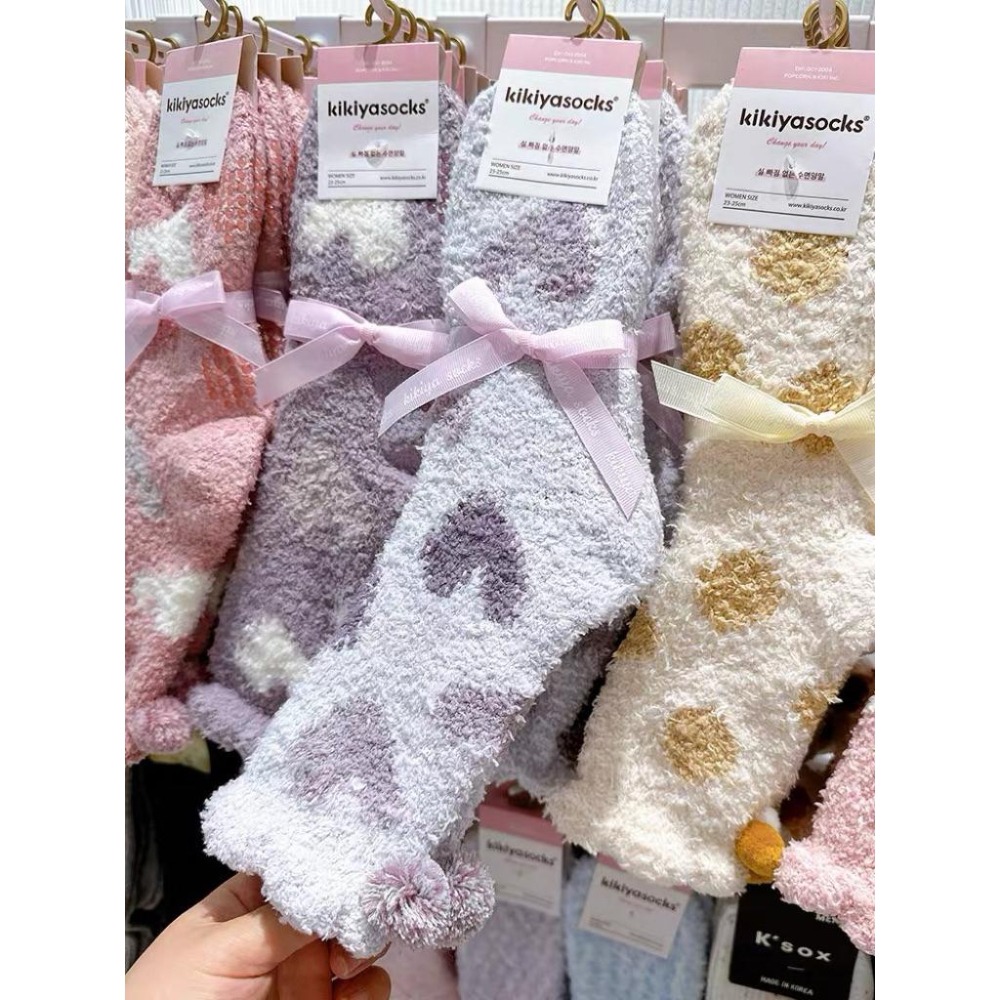 Poisson_korea🌟闆娘推薦選品🌟韓國製珊瑚絨保暖襪 愛心保暖女襪-細節圖6