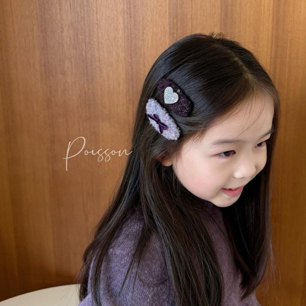 Poisson_korea韓國兒童髮飾 冬季浪漫紫色系髮夾 瀏海夾 女童髮夾-細節圖2